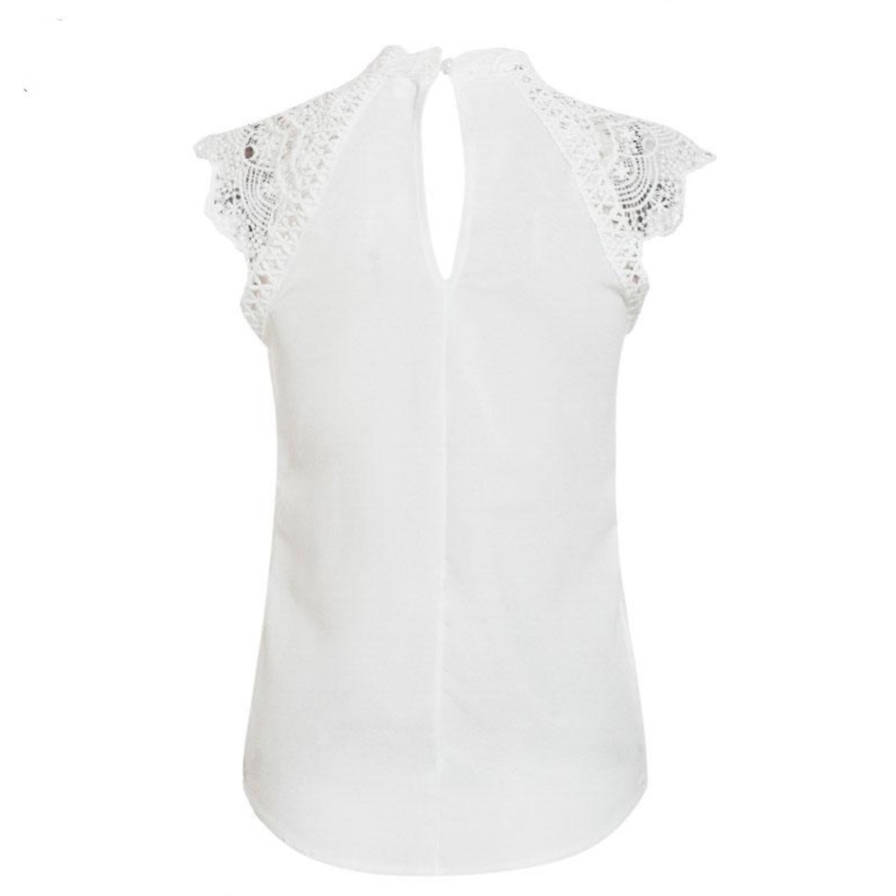Lace Detail White Sleeveless Top - Picture 7 of 13